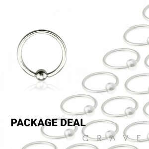 100pcs of 16GA  316L Surgical Steel Captive Bead Ring Package