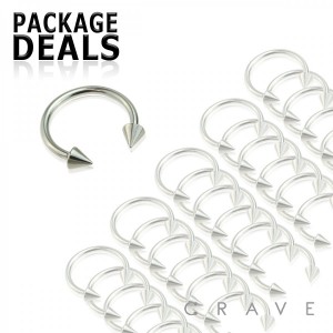 50PCS OF 316L SURGICAL STEEL SPIKE HORSESHOE PACKAGE (external thread)