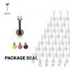50PCS PRONG-SET THREADLESS PUSH-IN 316L SURGICAL STEEL LABRET WITH SOFT ENAMEL BACK FOR COMFORT