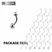 50 PCS IMPLANT GRADE TITANIUM CURVED BARBELL/EYEBROWS WITH PLAIN BALL