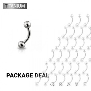 50 PCS IMPLANT GRADE TITANIUM CURVED BARBELL/EYEBROWS WITH PLAIN BALL (external thread)