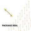 50 PCS OF GOLD PVD OVER 316L SURGICAL STEEL BARBELL WITH SPIKES PACKAGE