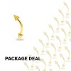 50PCS GOLD PLATED OVER 316L SURGICAL STEEL EYEBROW/CURVED BARBELL WITH SPIKES