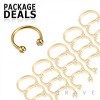 50PCS GOLD PVD PLATED OVER 316L SURGICAL STEEL HORSESHOE WITH CLEAR GEM