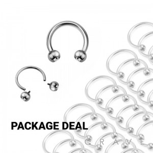 50PCS INTERNALLY THREADED 316L SURGICAL STEEL HORSESHOE WITH GEM BALL