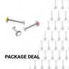 50 PCS PRONG-SET THREADLESS PUSH-IN 316L SURGICAL STEEL LABRET WITH SOFT ENAMEL BACK FOR COMFORT
