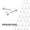 50 PCS PRONG-SET THREADLESS PUSH-IN 316L SURGICAL STEEL LABRET  SET WITH SOFT ENAMEL BACK FOR COMFORT