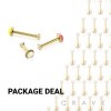 50 PCS PRONG-SET THREADLESS PUSH-IN 316L SURGICAL STEEL LABRET WITH SOFT ENAMEL BACK FOR COMFORT