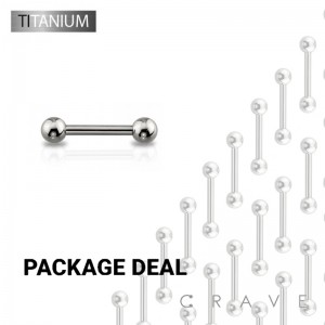 50PCS IMPLANT GRADE TITANIUM PLAIN BALL BARBELLS (external thread)