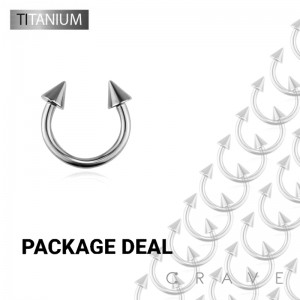 50PCS IMPLANT GRADE TITANIUM HORSESHOES WITH SPIKE (external thread)