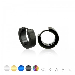 PAIR OF STAINLESS STEEL UNISEX 'FLAT' HUGGIE EARRINGS