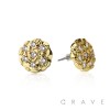 PAIR OF 18K GOLD PLATED GOLD ROUND SHAPE WITH CZ GEMS NUGGET EARRING	