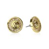 PAIR OF 18K GOLD PLATED GOLD ROUND SHAPE WITH CZ BAGUETTE GEMS NUGGET EARRING	