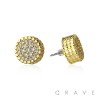 PAIR OF 18K GOLD PLATED ROUND WITH CZ GEMS NUGGETS EARRINGS