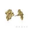 PAIR OF 18K GOLD PLATED GOLD AFRICA MAP SHAPE WITH CZ GEM NUGGET EARRINGS