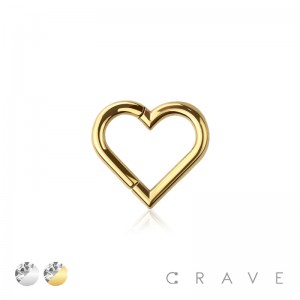 316L SURGICAL STEEL HINGED SEGMENT HOOP RING HEART SHAPE