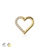 316L SURGICAL STEEL HINGED SEGMENT HOOP RING CZ SIDE HEART SHAPE