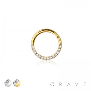 316L SURGICAL STEEL HINGED SEGMENT RING MULTI FRONT FACING CZ