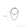 316L SURGICAL STEEL HINGED SEGMENT RING MULTI FRONT FACING CZ SINGLE CHAIN DANGLE CENTER BEZEL CZ