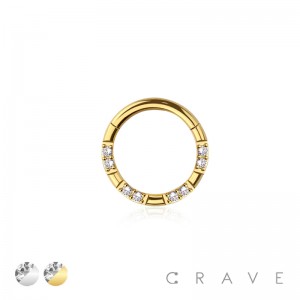 316L SURGICAL STEEL HINGED SEGMENT RING MULTI FRONT FACING SPACED CZ SET