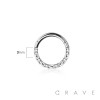 316L SURGICAL STEEL HINGED SEGMENT RING MULTI FRONT FACING CZ BALL SPACED
