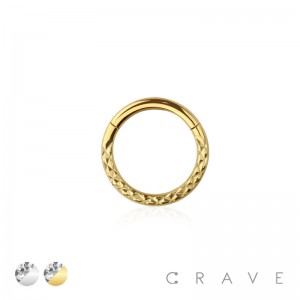 316L SURGICAL STEEL HINGED SEGMENT RING ROPE X FACETED CUT 