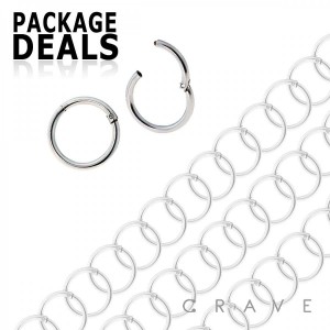 50 PCS HIGH QUALITY 316L SURGICAL STEEL HINGED SEGMENT RING