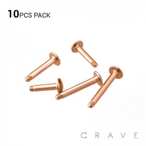 10PCS OF 316L SURGICAL STEEL EXTERNALLY THREADED REPLACEMENT LABRET SHAFT (ROUND BOTTOM) PACKAGE