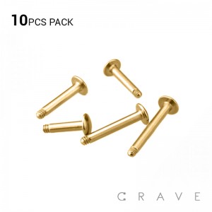 10PCS OF 316L SURGICAL STEEL EXTERNALLY THREADED REPLACEMENT LABRET BAR (ROUND BOTTOM) 