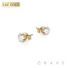 PAIR OF 14K GOLD PRONG ROUND CZ STUD EARRINGS