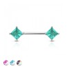 RHOMBUS PRINCESS PRONG SET 316L SURGICAL STEEL NIPPLE BAR