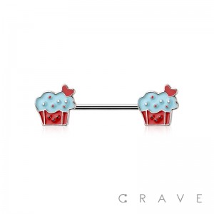 316L SURGICAL STEEL ENAMEL CUPCAKE NIPPLE BAR