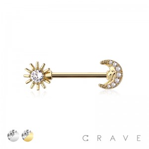 316L SURGICAL STEEL SUN AND MOON NIPPLE RING