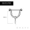 316L SURGICAL STEEL STAR BRANCH OVAL CZ DANGLE NIPPLE RING