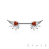 316L SURGICAL STEEL CZ WINGS NIPPLE RING