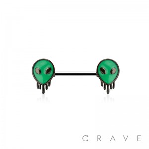 316L SURGICAL STEEL ALIEN FACE MELT NIPPLE RING