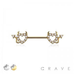 316L SURGICAL STEEL CZ DEVIL HEART NIPPLE RING