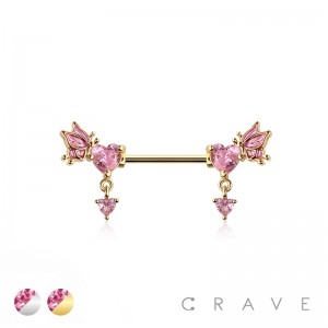 316L SURGICAL STEEL CZ MERMAID HEART NIPPLE RING 