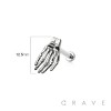 SKELETON HAND 316L SURGICAL STEEL PUSH IN THREADLESS LABRET