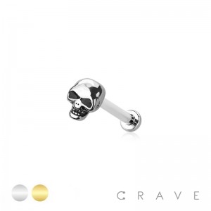 SKULL HEAD 316L SURGICAL STEEL THREADLESS (PUSH IN) LABRET SET
