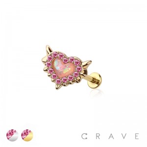 316L SURGICAL STEEL CZ MERMAID HEART LABRET SET