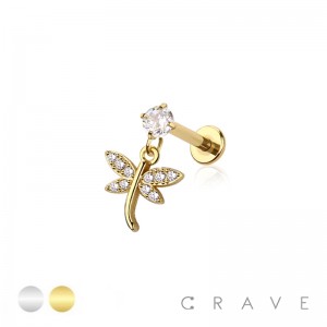 MULTI CZ DRAGONFLY 316L SURGICAL STEEL INTERNALLY THREADED LABRET SET