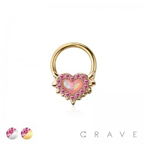 316L SURGICAL STEEL CZ MERMAID HEART SEGMENT RING HOOP