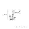 TRIPLE MARQUISE FAN  316L SURGICAL STEEL L-SHAPE NOSE STUD