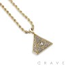 CUBIC ZIRCONIA STUDDED PYRAMID EYE BLING HIP-HOP PENDANT NECKLACE