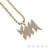 MICRO PAVED CUBIC ZIRCONIA STUDDED ""JEFE"" BLING HIP-HOP PENDANT NECKLACE