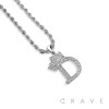 KING CROWN ALPHABET INITIAL D PENDANT NECKLACE