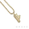 CUBIC ZIRCONIA STUDDED GOLD-PLATED SHOE BLING HIP-HOP PENDANT NECKLACE