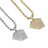 CUBIC ZIRCONIA STUDDED POKER CARDS BLING HIP-HOP PENDANT NECKLACE