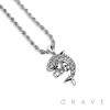 CUBIC ZIRCONIA STUDDED SHARK BLING HIP-HOP PENDANT NECKLACE